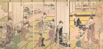 向诗歌的三神致敬：妇女作诗，约1792年。 作者 细田英史