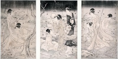 傍晚狩猎萤火虫，1796-97（木版画） 作者 细田英史