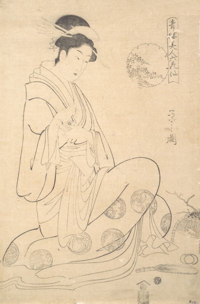 武家的Konosato坐着，拿着一个香炉。 作者 细田英史