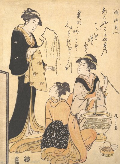 柳树壳柳树会》，出自无标题的一套以S.为主题的美女版画，约1791年。 作者 细田英史