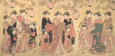 秋天的吉原巡游，约1793年。 作者 细田英史