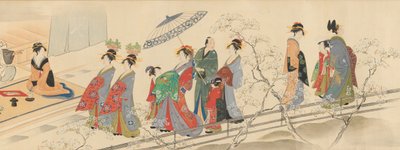 三位幸运神拜访吉原...，十九世纪初。 作者 细田英史