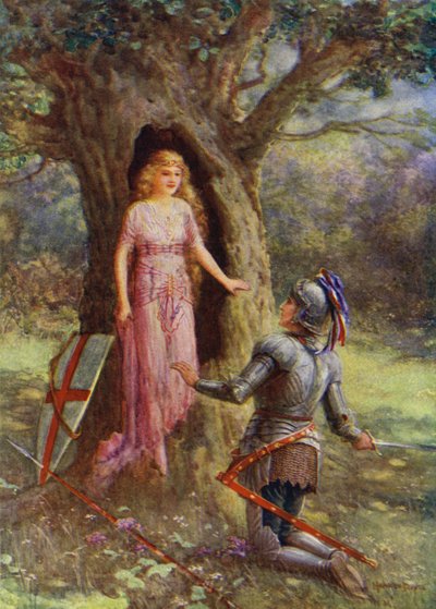 法兰西的圣德尼和美丽的埃格兰坦（彩色石版画） 作者 Howard Davie