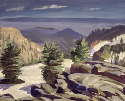 拉斯森火山国家公园的山景，2000年（画布上的丙烯酸） 作者 霍华德·甘茨