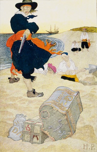 埋藏的宝藏》，20 世纪初（书籍插图） 作者 霍华德·派尔