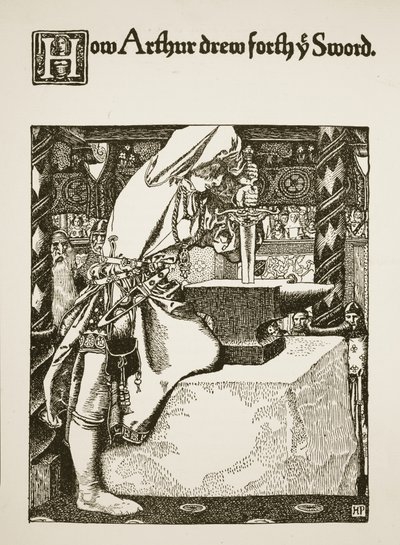1903年亚瑟如何从“亚瑟王及其骑士的故事”中画出剑 作者 霍华德·派尔