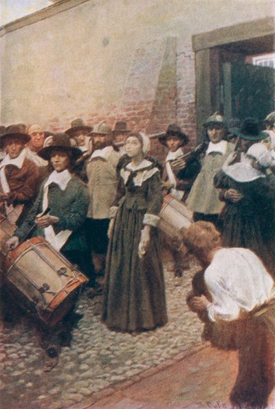 Mary Dyer在前往脚手架的路上，来自Basil King，酒吧的&39;The Hanging of Mary Dyer&39;的插图。在麦克卢尔的杂志，1906年 作者 霍华德·派尔