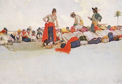 宝藏就这样被瓜分了》，20 世纪初（书籍插图） 作者 霍华德·派尔