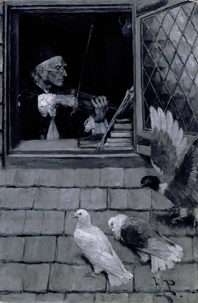 1894年的旧小提琴（布面油画） 作者 霍华德·派尔