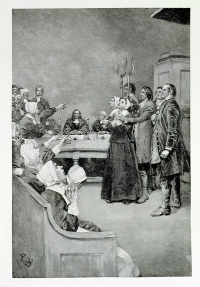 一个女巫的审判，来自&39;Giles Corey，Yeoman&39;的插图，来自Mary E. Wilkins，酒吧。在哈珀杂志，1892年 作者 霍华德·派尔