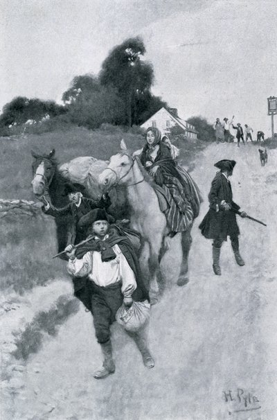 Tory难民在前往加拿大的途中，来自&39;Colonies and Nation&39;的插图由Woodrow Wilson，酒吧。哈珀杂志，1901年 作者 霍华德·派尔