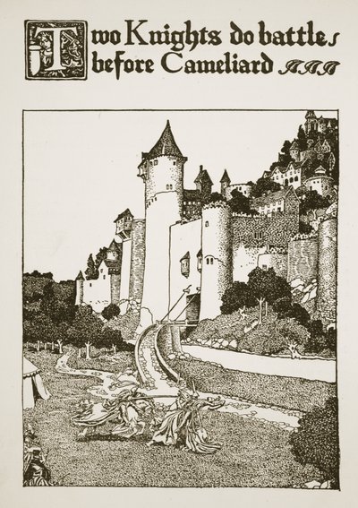 1905年，两位骑士在Cameliard之前做斗争，插图来自“亚瑟王的故事和他的骑士” 作者 霍华德·派尔