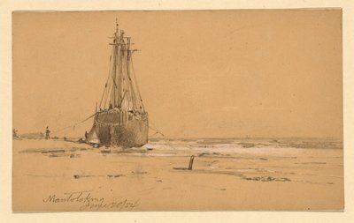 绘画，1884 年，曼托洛金的海边 作者 霍华德·拉塞尔·巴特勒