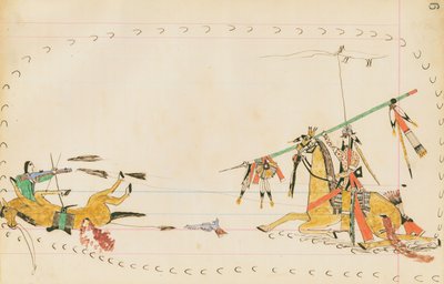 咆哮狼和另一个战士，1874-75（笔，墨水和wc在分类帐纸上） 作者 Wolf叫的狼