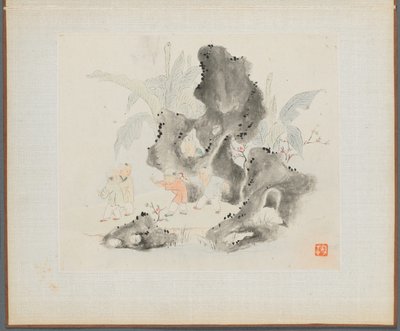 古诗插图风景画册：儿童在洛基树林中玩耍 作者 Hua Yan