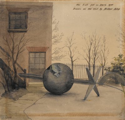 1855 年 12 月，格林威治皇家天文台庭院中的坠落时间球（水彩画） 作者 休伯特·艾里