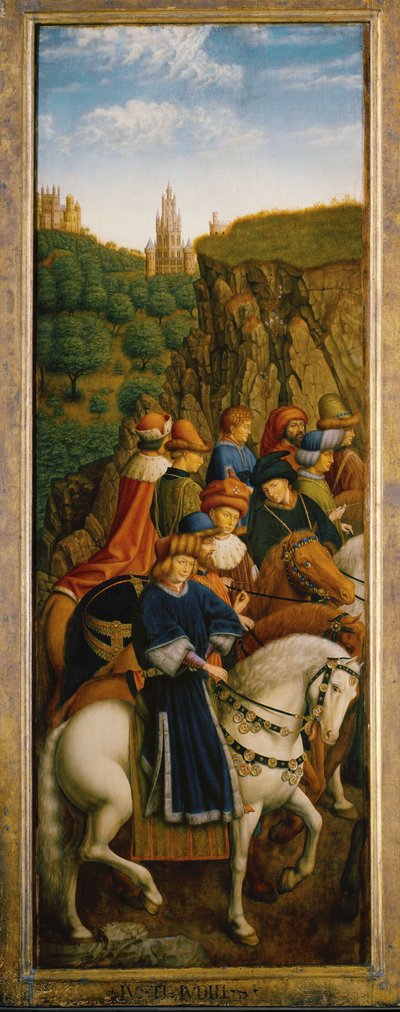 《公正的法官》，根特祭坛画的左下面板 作者 Hubert & Jan van (1390 1441)（仿照）艾克
