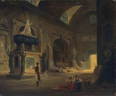 古迹博物馆中的一个房间。约于1800年 作者 休伯特·罗伯特