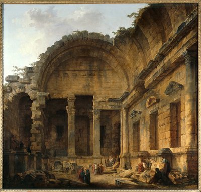 戴安娜神庙的内部由休伯特·罗伯特（Hubert Robert，1733-1808 年）所绘。 2,42 x 2,42 m。 巴黎。 卢浮宫博物馆 - 尼姆戴安娜神庙的内部。 休伯特·罗伯特 (1733-1808) 的绘画。 2.42 x 2.42 米。 卢浮宫，巴黎 作者 休伯特·罗伯特