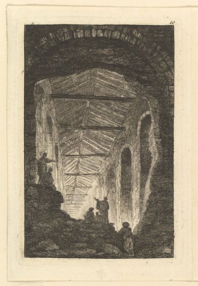 古董画廊，约。 1763-65。 作者 休伯特·罗伯特
