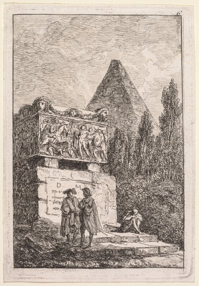 罗马之夜：石棺，1763-1764年。 作者 休伯特·罗伯特