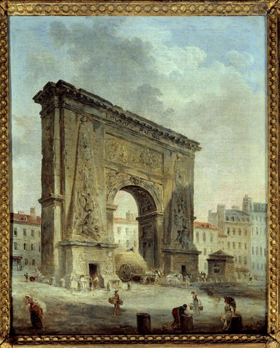 Porte Saint Denis（巴黎市景）。 休伯特·罗伯特 (1733-1808) 的绘画 作者 休伯特·罗伯特
