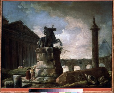 废墟休伯特-罗贝尔（1733-1808 年）的油画，布面油画，法国艺术。国立普希金美术馆，莫斯科。 作者 休伯特·罗伯特