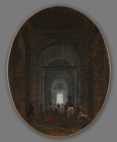 Posillipo石窟，c。 1769年。 作者 休伯特·罗伯特