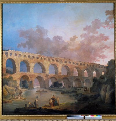View of the bridge du Gard Painting by Hubert Robert (1733-1808) 18th century Sun. 2,42x2,42 m - View of the Pont du Gard (France). Painting by Hubert Robert (1733-1808) 作者 休伯特·罗伯特