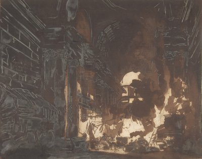 废墟画廊里的洗衣妇，约1760年。 作者 休伯特·罗伯特