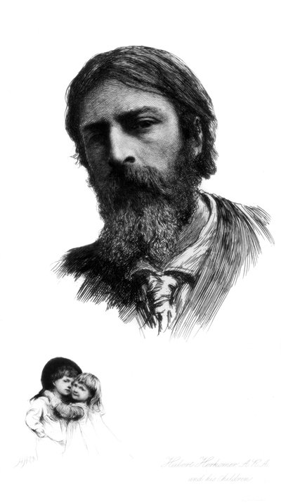 出生于德国的英国艺术家休伯特·赫科默（Hubert Herkomer）和他的孩子们，c1880-1882年。 作者 休伯特·冯·赫科默