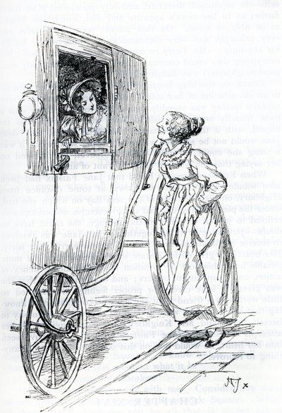 "Miss Bates et Emma" (illustration) 作者 休·汤姆森