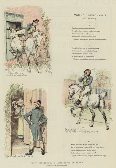 年轻的Herchard，萨默塞特郡的故事（chromolitho） 作者 Hugh Thomson