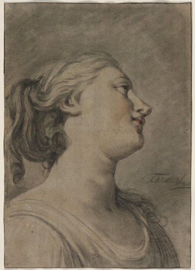 女性头像轮廓，向右转，约1763-1770。 作者 休斯·塔拉瓦尔