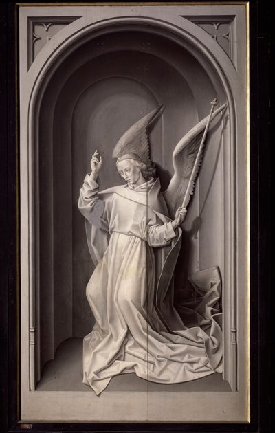 Angel of the Annunciation, Exterior panel of the triptych Portinari - oil on panel, c.1475 作者 雨果范德高斯