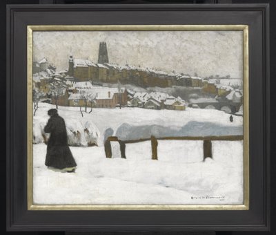 雪中的弗莱堡，c.1920（canvsd上的油） 作者 休格·德·博蒙特
