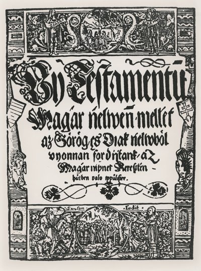 约翰西尔维斯特（John Sylvestre）在1541年的Sarvar-Ujsziget中用匈牙利语印制新约 作者 匈牙利学校