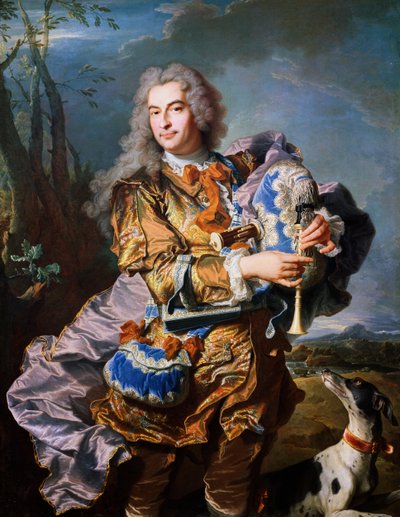 Gaspard de Gueidan吹风笛，约1735年，由Hyacinthe Rigaud（1659-1743）创作，布面油画。细节。法国 作者 风信子 Francois Rigaud