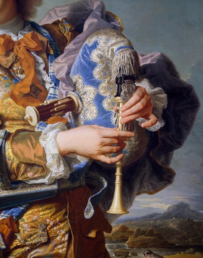 Gaspard de Gueidan吹风笛，约1735年，由Hyacinthe Rigaud（1659-1743）创作，布面油画。细节。法国 作者 风信子 Francois Rigaud