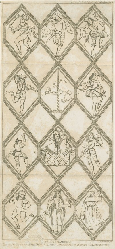 贝特利玻璃窗-莫里斯舞者：雕刻，nd [？18th cent] 作者 我琼斯