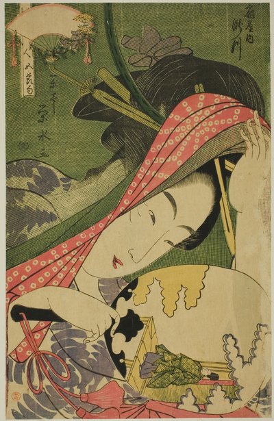荻屋的歌妓泷川，选自 "五节美人（Bijin gosekku）"系列 作者 市立水井荣水
