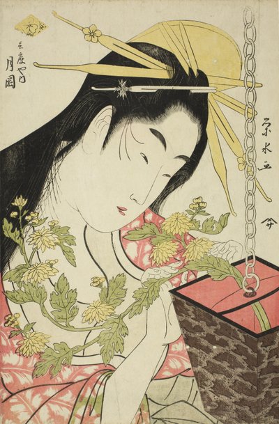 兵库县的妓女月冈，约1797年 作者 市立水井荣水