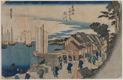 品川，来自《东海道五十三站》系列，1797-1858。 作者 一龙斋弘重二世