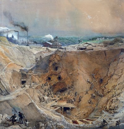 旧山区的露天采矿，Saone et Loire，c.1854 作者 伊格纳斯·弗朗索瓦·博霍姆