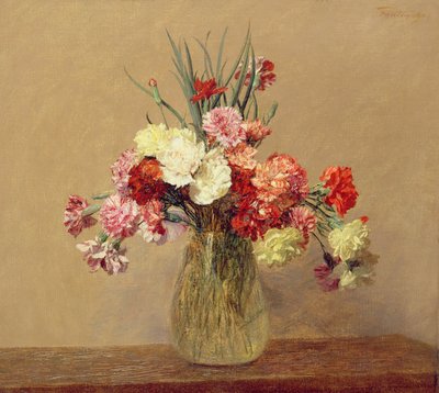 一束康乃馨，1890年 作者 Ignace Henri Jean Fantin Latour
