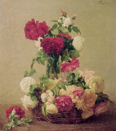 玫瑰，1891年 作者 Ignace Henri Jean Fantin Latour