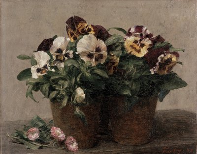 1889年，三色紫罗兰和雏菊的静物 作者 Ignace Henri Jean Fantin Latour