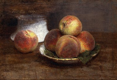 一碗桃子;渔业碗，1869年 作者 伊格纳斯·亨利·让·范坦·拉图尔