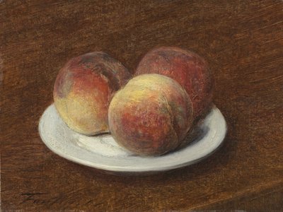 板上的三个桃子，1868年（画布上的纸上油） 作者 Ignace Henri Jean Fantin Latour
