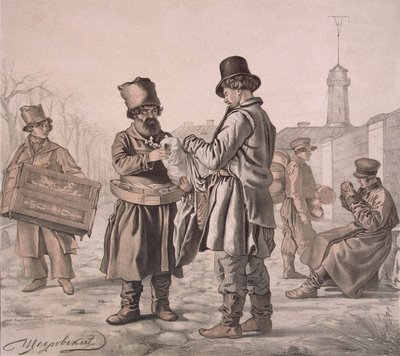 街头的斯比登卖家 来自《这些是我们的人民》系列，1842年 作者 伊格纳蒂·斯捷潘诺维奇·谢德罗夫斯基